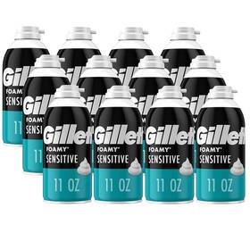 Gillette 1252934 Foamy Shaving Cream Sensitive Skin 11 Ounce Pack Of 12