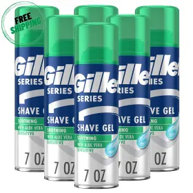 Gillette 313048084063 Series 3x Sensitive Shave Gel Hydrates Skin 7 Oz Pack Of 6