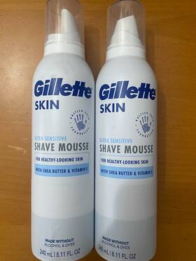 Gillette 604180 Skin Ultra Sensitive Shave Mousse Shea Butter Vit E 8.11 Oz Lot Of 2