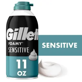 Gillette 643950772407 Foamy Sensitive Shave Foam Aerosol Men Skin 11oz 5 Pack