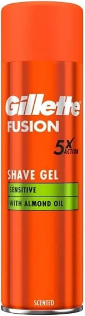 66223 Gillette Fusion 5 Ultra Sensitive With Almond Oil Mens Shave Gel 6.7 Oz 2 Pack