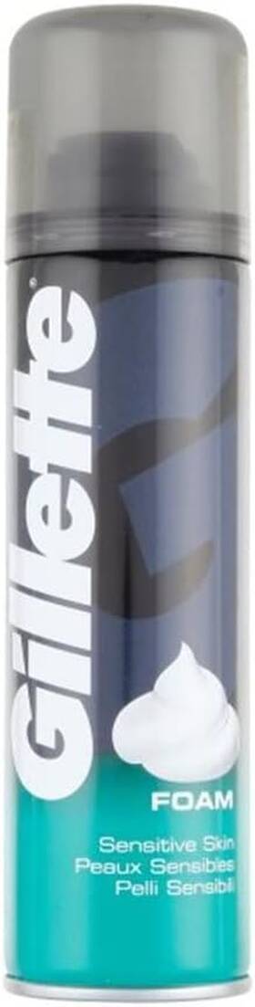 Gillette 75062526 Classic Sensitive Skin Mens Shaving Foam 200ml