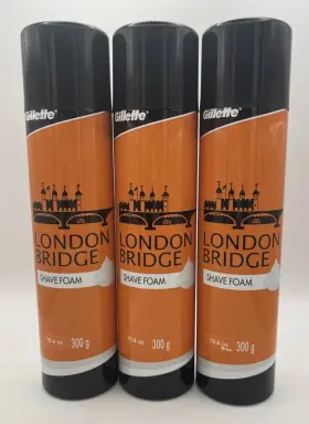 Gillette 902430638784 New - 3x London Bridge Shave Shaving Foam Cream Rare Htf