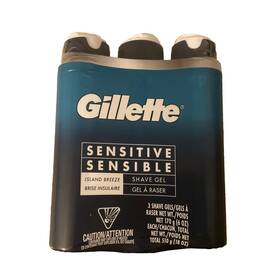 Gillette 90577567 New Series Sensitive Sensible Shave Gel Island Breeze - 3 Pack