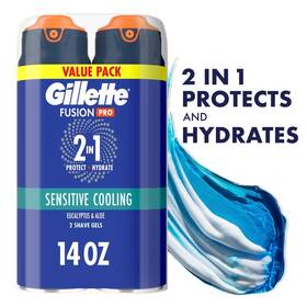 Gillette Pgm-twin-14oz-ff Pro Shaving Gel For Men Fragrance Free Twin Pack 14 Oz
