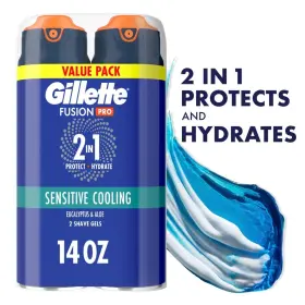 Pgm-twin-14oz-ff Gillette Pro Shaving Gel For Men Fragrance Free Twin Pack 14 Oz