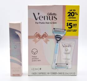 Gillette Venus 047400689954 Razor Cartridges Cleanser Soothing Serum For Pubic Hair And Skin