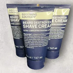 Grooming Lounge 182861000136 3 X Beard Destroyer Shave Cream Lubricating Shaving Lotion 5oz