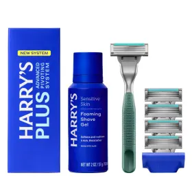 Harrys 840317401509 Plus Starter Shaving Kit For Men - Premium 1 Count Pack Of Moss