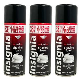 Insignia 055116605194 Rush Shaving Cream For Sensitive Skin With Aloe 400ml/13.5oz. Lot Of 3