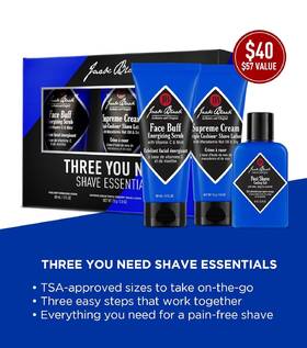 Jack Black 682223086711 Three You Need Shave Set Face Buff Scrub Supreme Cream Post