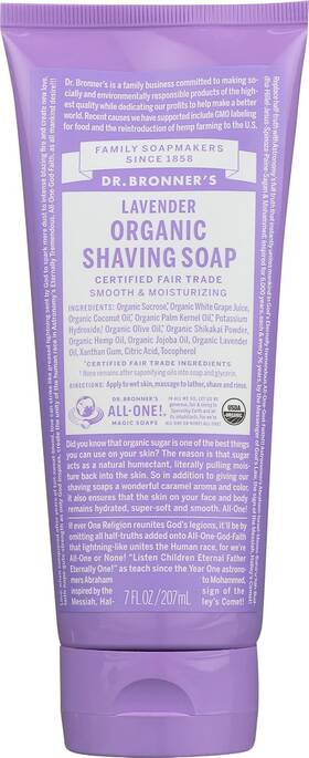 Kehe Distributors 445013566595 Dr. Bronners Organic Lavender Shaving Soap Vegan Non Gmo 7 Fluid Ounce Pack