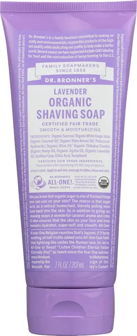Kehe Distributors 445013566595 Dr. Bronners Organic Lavender Shaving Soap Vegan Non Gmo 7 Fluid Ounce Pack