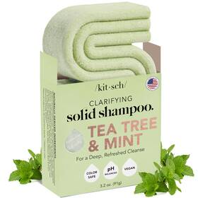 Kitsch 5458 Clarifying 2 In 1 Shampoo And Shave Bar With Tea Tree Mint 3.2 Oz