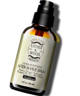 Lather & Wood Shaving Co B00tov9o6w Best After-shave Balm Sandalwood Scent Premium Aftershave Lotion Soothes And