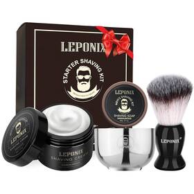 Leponix 313051610679 Shaving Kit For Men Include Soap Brush Cream And Bowl Premium Aftersh