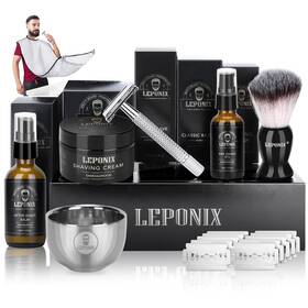Leponix 445004841861 Shaving Kit For Men Include Safety Razor Sandalwood Cream Mens Afters