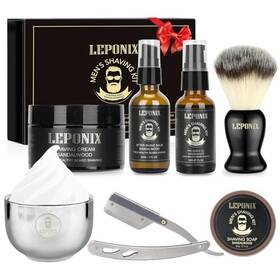 Leponix 779296999069 Mens Shaving Kit Include Straight Razor Sandalwood Soap And Cream After