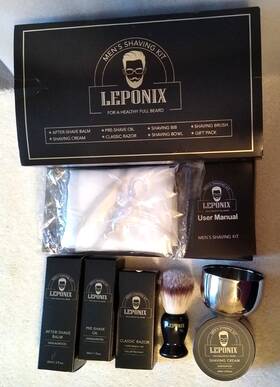 Leponix Lx-0016 Mens Shaving Kit 8 Piece Razor And Blades Cream More New Open Box