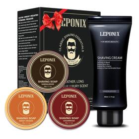 Leponix Lx0019aeu Shaving Soap For Men Includes 3 Premium Shave Soaps And 1 Count Pack Of 4