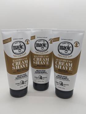 Magic 072790000218 Lot Of 3 - Razorless Cream Shave Bald Head 6 Oz Each