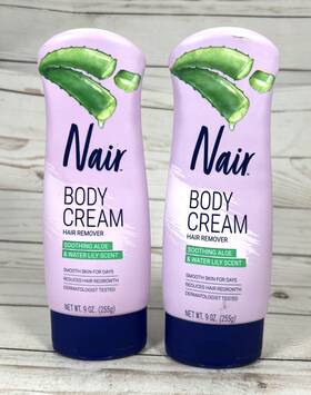 Nair 022600223290 Body Cream Hair Remover Soothing Ale Water Lily Scent 9oz 2 Pack