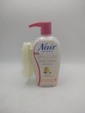 Nair 022600294009 Shower Power Moisturizing Hair Remover Brazilian Spa Clay 13 Oz With Sponge
