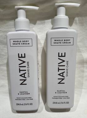 Native 047400707436 Whole Body Shave Cream Santal And Leather Care 7.6 Fl Oz Qty Of 2