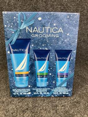 Nautica 312500 Mens Grooming 3 Piece Cleanse Shave Hydrate Fougere Woody Gift Set New