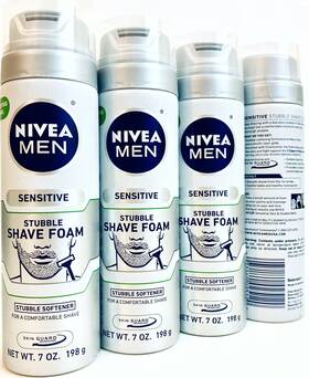 Nivea Men 02512 4 Ct Sensitive Stubble Softener Shave Foam For A Comfortable 7oz