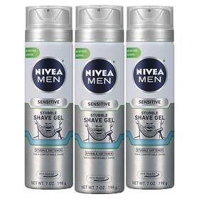 Nivea Men 072140027926 Sensitive Skin And Stubble Shave Gel - Pack Of 3 With Beard Softener