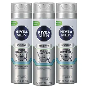 Nivea Men 072140027926 Sensitive Skin And Stubble Shave Gel - Pack Of 3 With Beard Softener