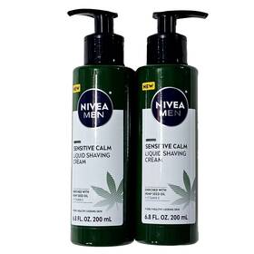 Nivea Men 072140031848 2 Pack Sensitive Calm Liquid Shaving Cream Hemp Seed Vitamin E 6.8oz