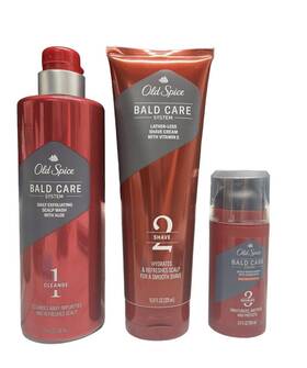 Old Spice 445010730784 Bald Care System Bundle 3 Piece Set Wash Shave Moisturize Read