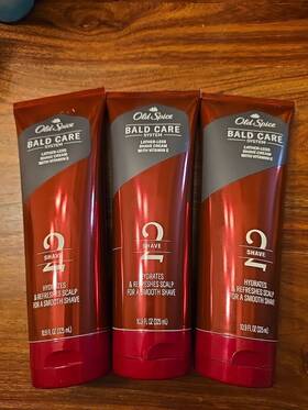 Old Spice 90003829 Lot Of 3 Mens Bald Care System Step2 Shave Cream Vitamin E 10.9oz