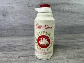 L943b Old Spice Vintage Super Smooth Shave Cream Aerosol Can 6.25oz Usa Empty