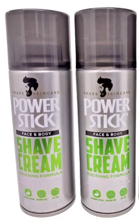 Power Stick 815195018286 Lot 2 Face And Body Shave Cream 5 Oz Each