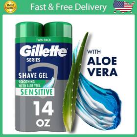 Procter & Gamble 744759883209 Gillette Series Soothing Shave Gel For Men With Aloe Vera Twin Pack 14 Oz
