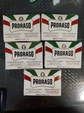 Proraso 004395001682 5 Pks Sapone Da Barba White Shaving Soap In A Bowl With Green Tea #i2