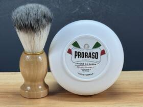 Proraso 8008970008288 Shaving Soap White Bowl Jar For Sensitive Skin Green Tea 150ml Brush Set