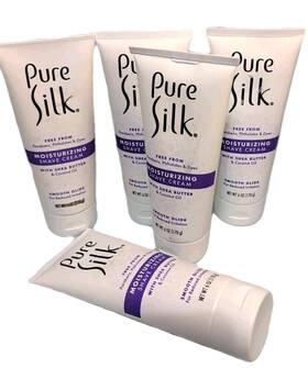 Pure Silk 051009000904 Shave Cream Lot 5 Tubes Moisturizing Smooth Glide Shea Butter New