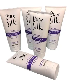 Pure Silk 051009000904 Shave Cream Lot 5 Tubes Moisturizing Smooth Glide Shea Butter New