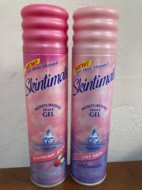 Skintimate 046500127519 Vintage Shave Gel Set Of 2 Dry Skin And Raspberry Rain 2002 Y2k