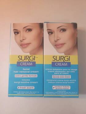 Surgi 074764925541 Facial Hair Removal Cream Extra Gentle Formula 2 Boxes New