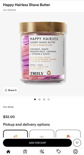 Truly 87841505 Happy Hairless Shave Butter - Smooth N Silky For Women