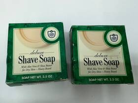 Van Der Hagen 077025310209 Lot Of 2 Deluxe Shave Soap Dry Skin Heavy Beard Aloe 2.5 Oz