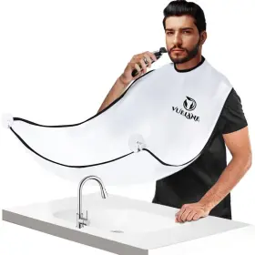 Vue02w Vuelane Beard Bib Apron Hair Catcher For Men Shaving Xl White