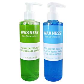 Wax Necessities 818204028313 Waxness Pre Post Waxing Gel Kit With Green Tea And Camphor Mentho