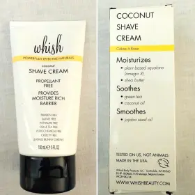 Whish 812280015335 Coconut Shave Cream Full Size 150ml Moisturizing And Soothing Formula