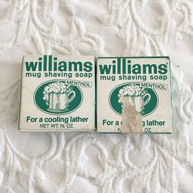 Williams 353100239338 Mug Shaving Menthol Soap Lot Of 2 Bars 1 3/4 Oz Cooling Lather Vintage